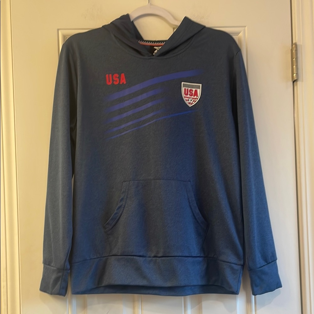 Boys Blue USA Hoodie with Soccer Logo Sz XL